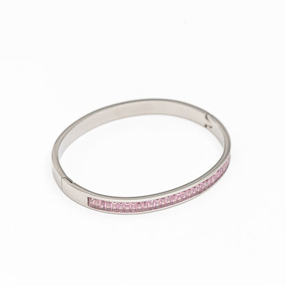 Silver Rosé Glow Bangle