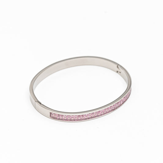 Silver Rosé Glow Bangle