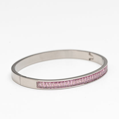 Silver Rosé Glow Bangle