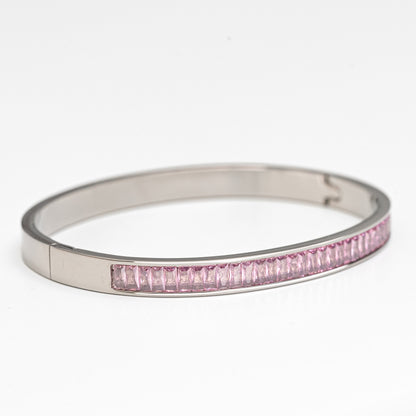 Silver Rosé Glow Bangle