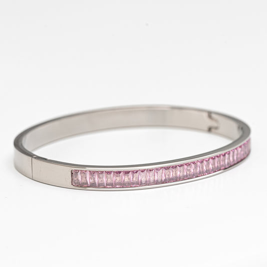 Silver Rosé Glow Bangle
